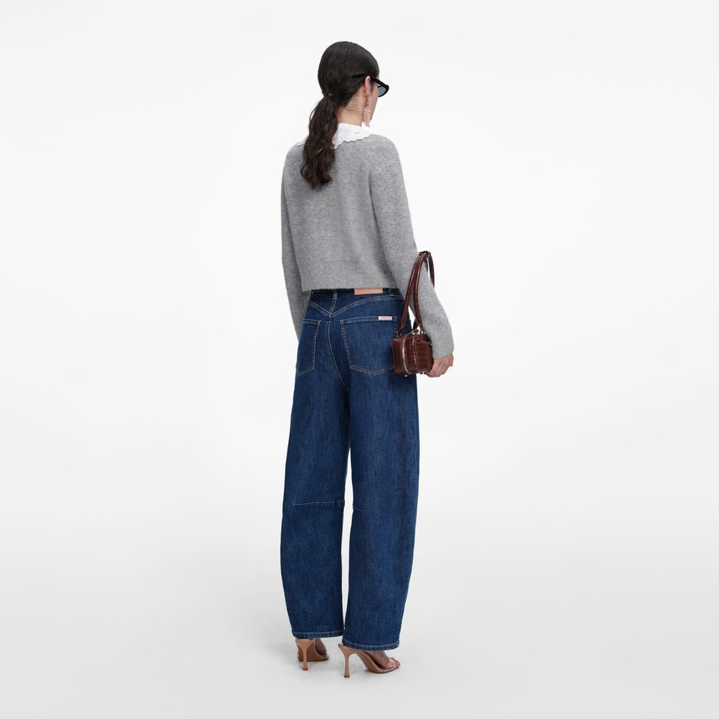 ÁO KHOÁC CARDIGAN CỔ REN MÀU XÁM