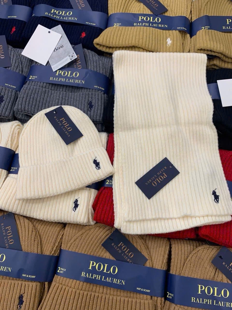 Set khăn + mũ len Polo
