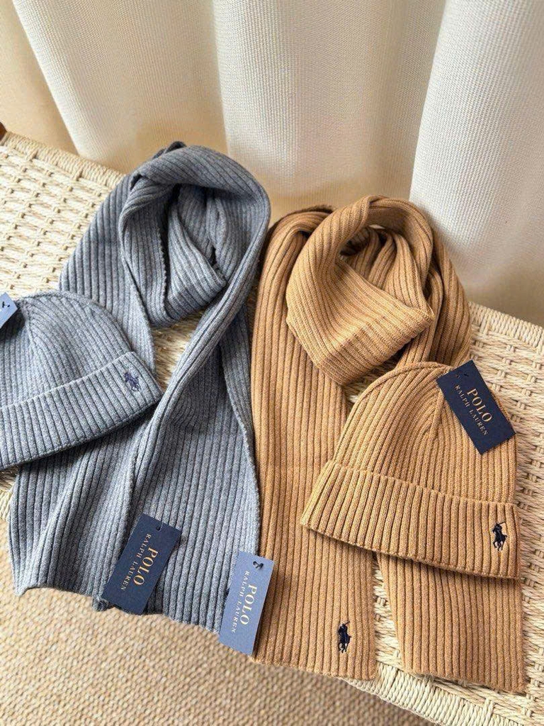 Set khăn + mũ len Polo