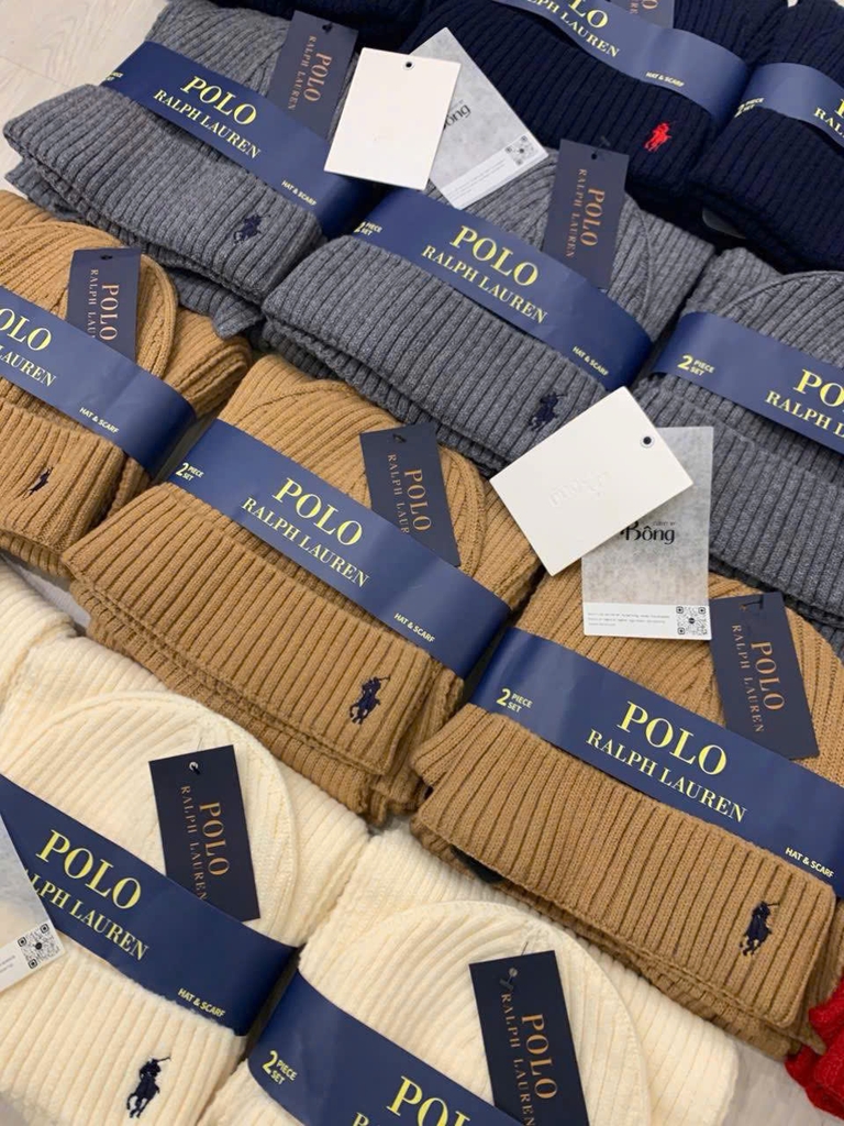 Set khăn + mũ len Polo