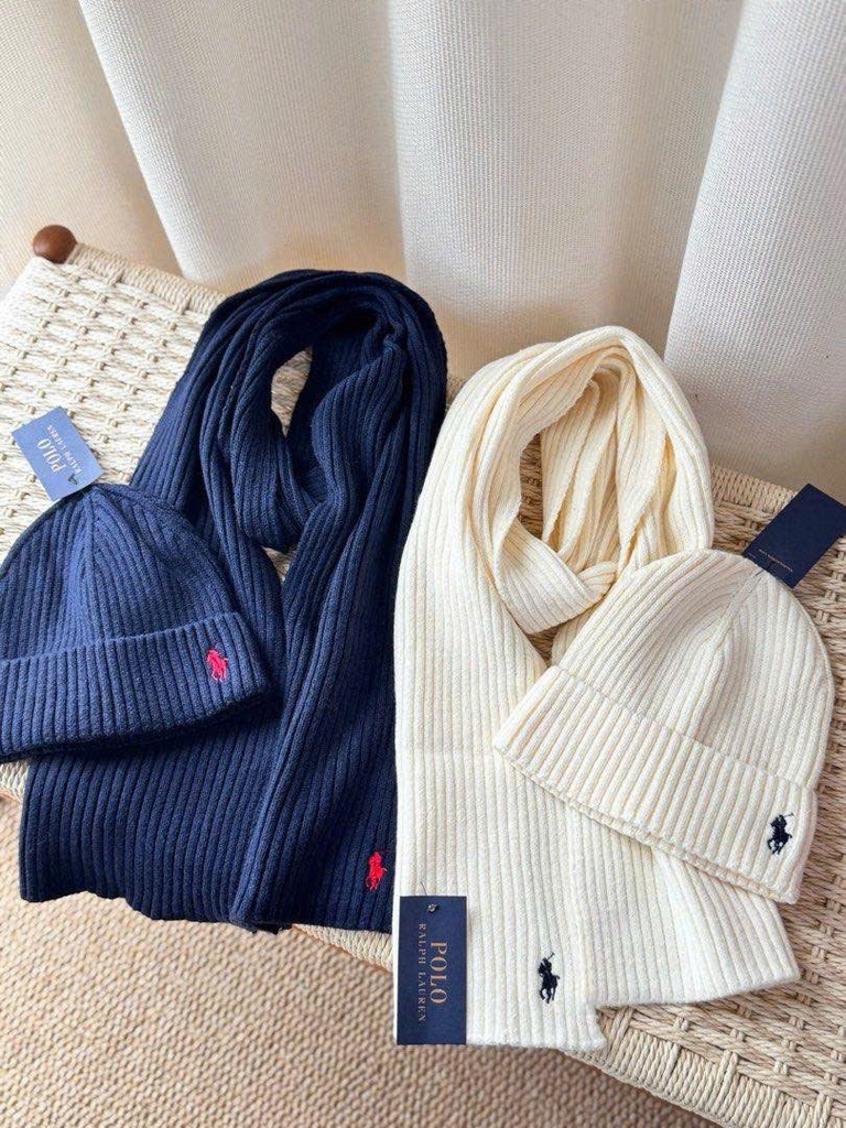 Set khăn + mũ len Polo
