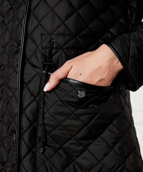 Áo phao Polo trần trám có mũ kèm belt rút eo