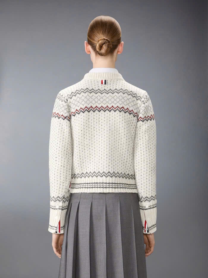 ÁO CARDIGAN NGẮN TAY HỌA TIẾT FAIRISLE JACQUARD DONEGAL