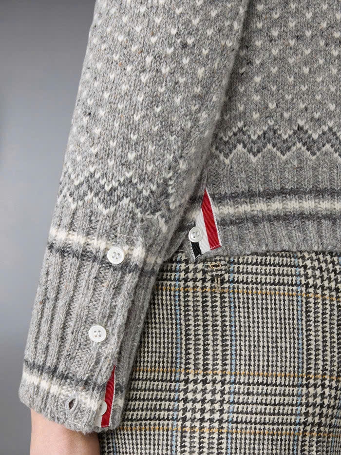 ÁO CARDIGAN NGẮN TAY HỌA TIẾT FAIRISLE JACQUARD DONEGAL