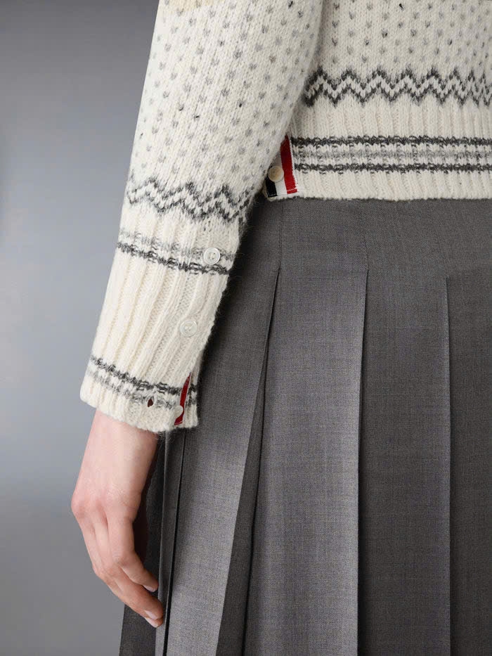 ÁO CARDIGAN NGẮN TAY HỌA TIẾT FAIRISLE JACQUARD DONEGAL
