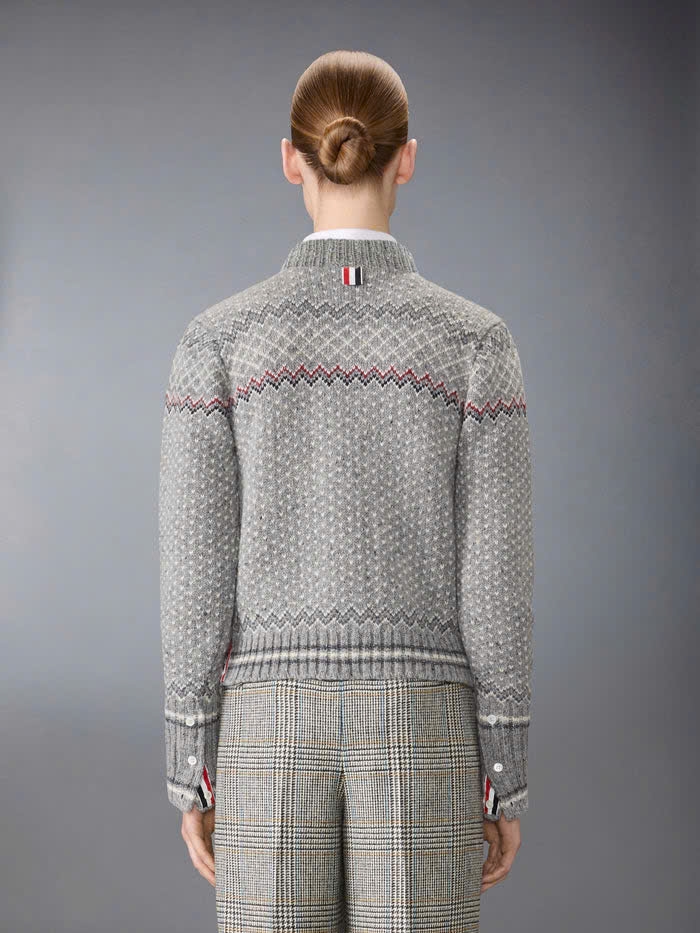 ÁO CARDIGAN NGẮN TAY HỌA TIẾT FAIRISLE JACQUARD DONEGAL