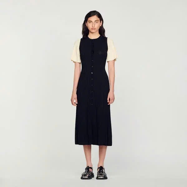 Váy maxi dệt kim tay hến