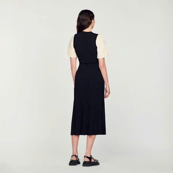 Váy maxi dệt kim tay hến