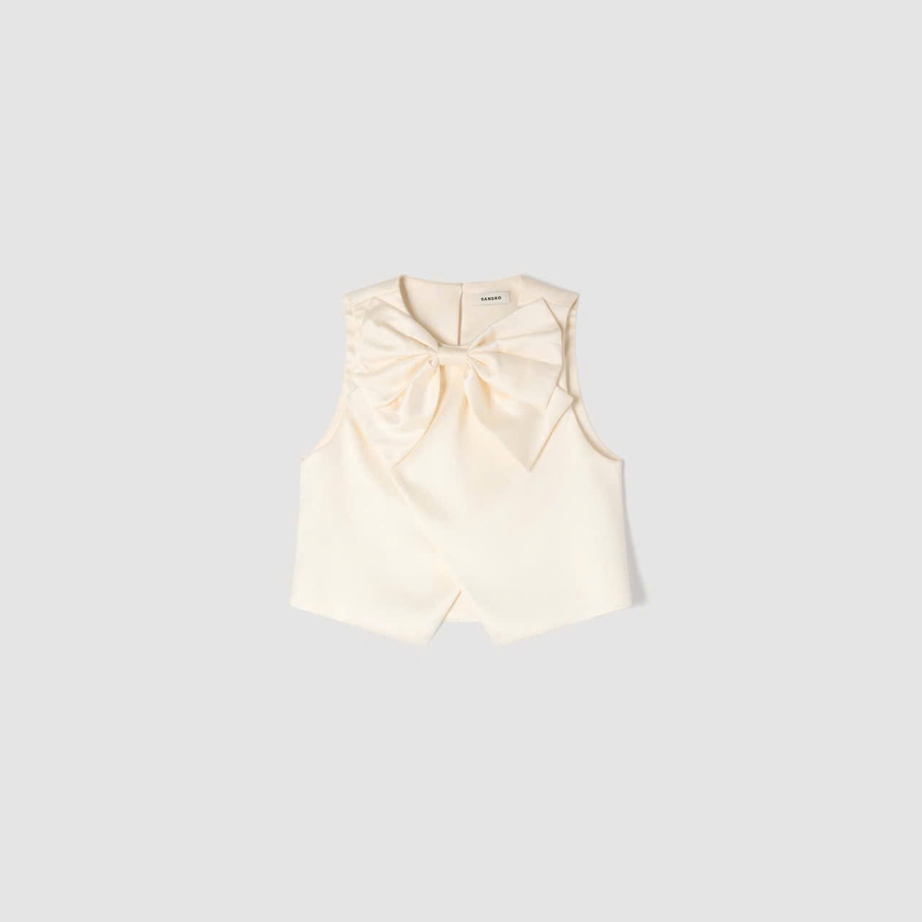 ÁO CROPTOP BẰNG SATIN THẮT NƠ