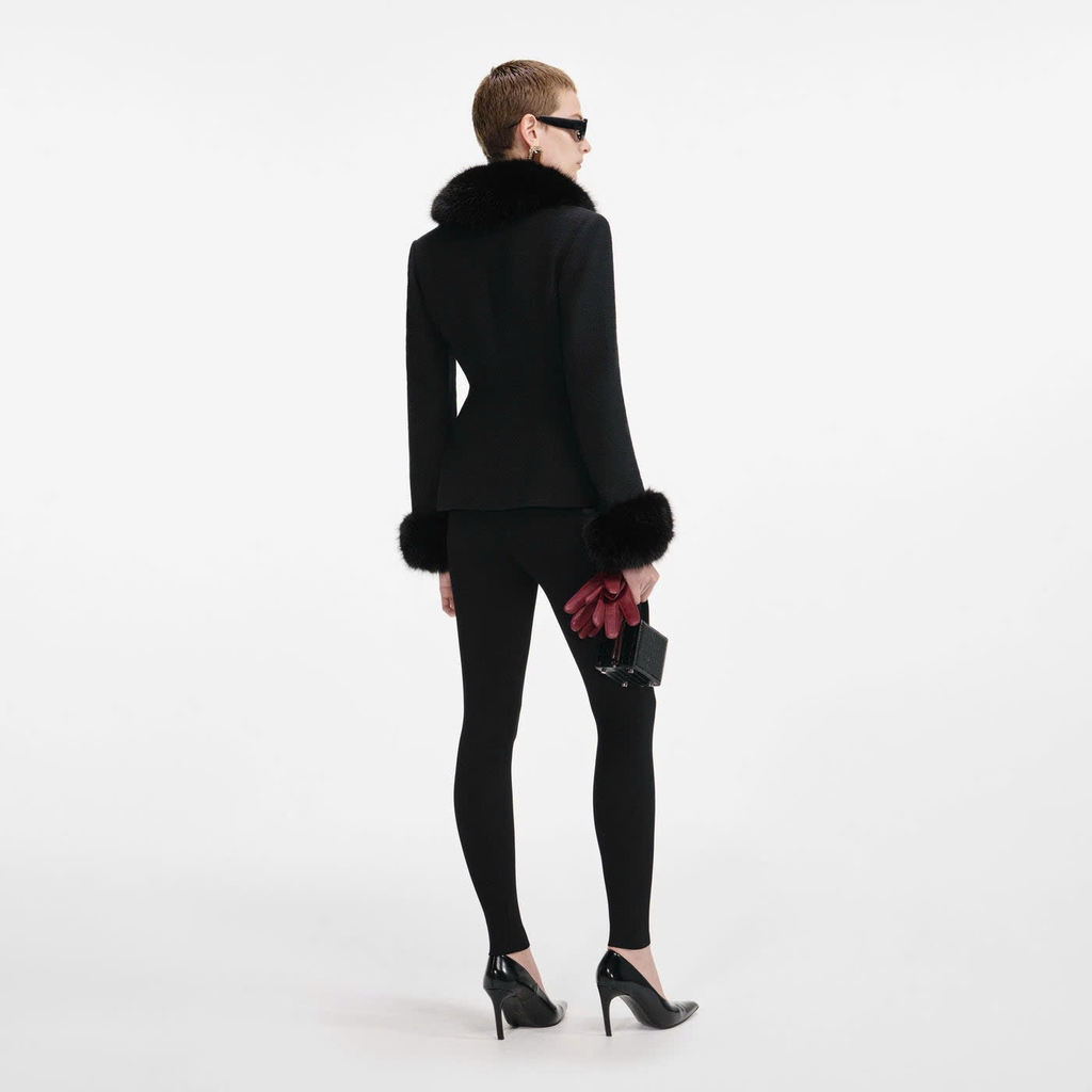 ÁO KHOÁC LÔNG THÚ MÀU ĐEN MAY ĐO THEO KIỂU BOUCLE