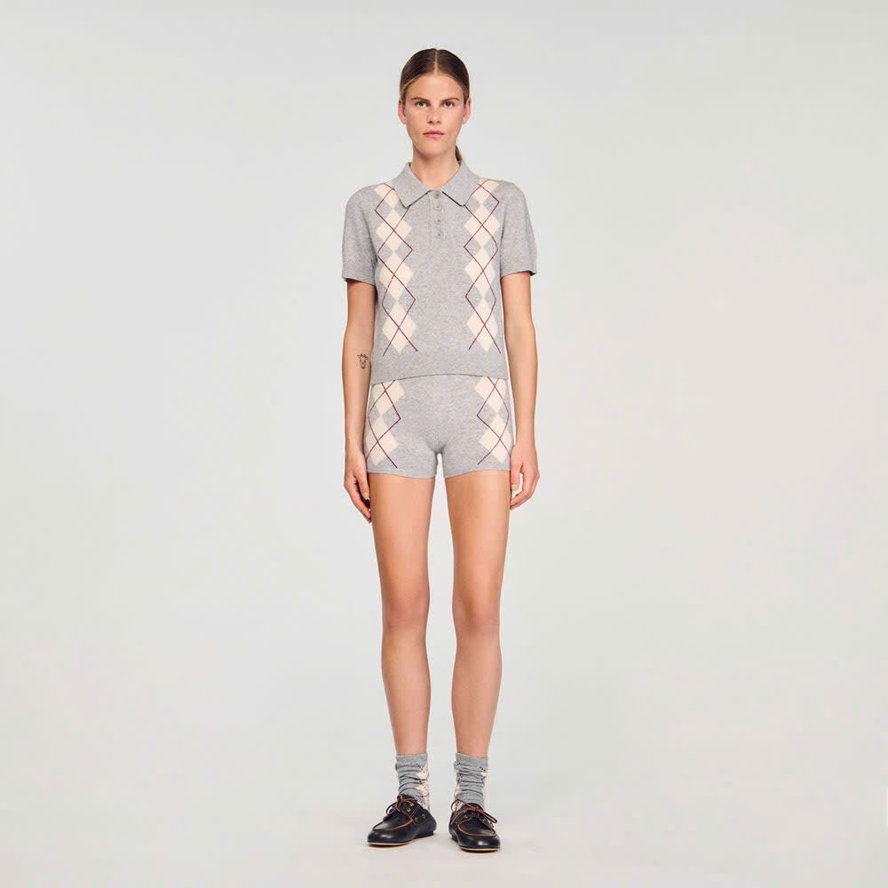 Áo len cổ lọ hoạ tiết argyle