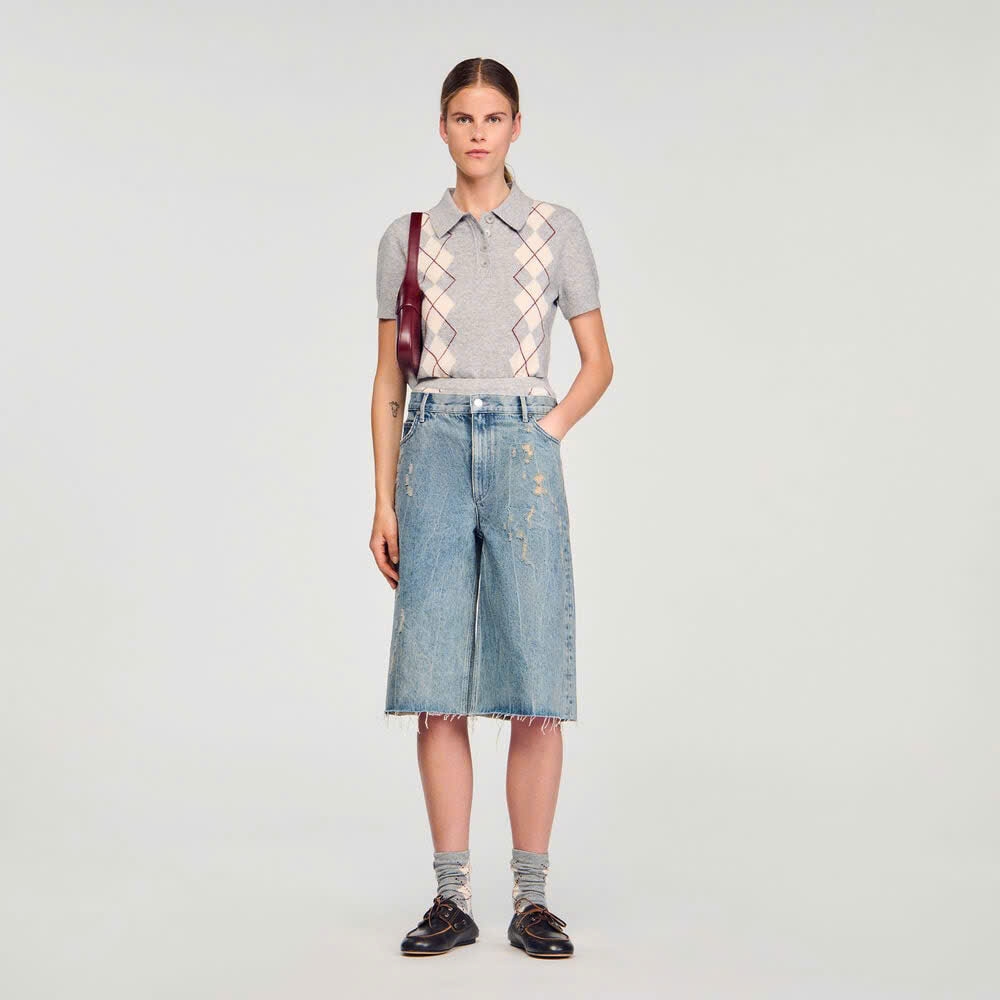 Áo len cổ lọ hoạ tiết argyle