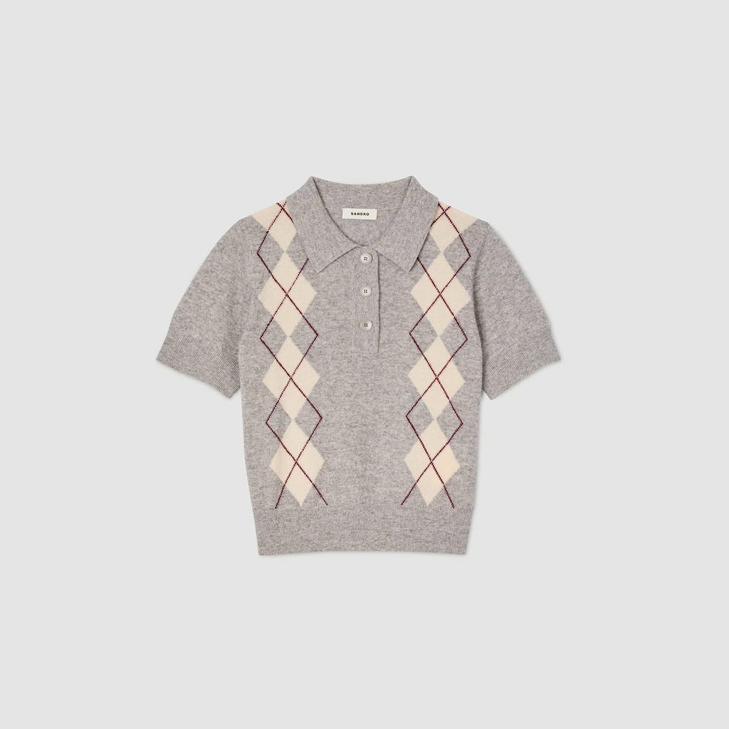 Áo len cổ lọ hoạ tiết argyle