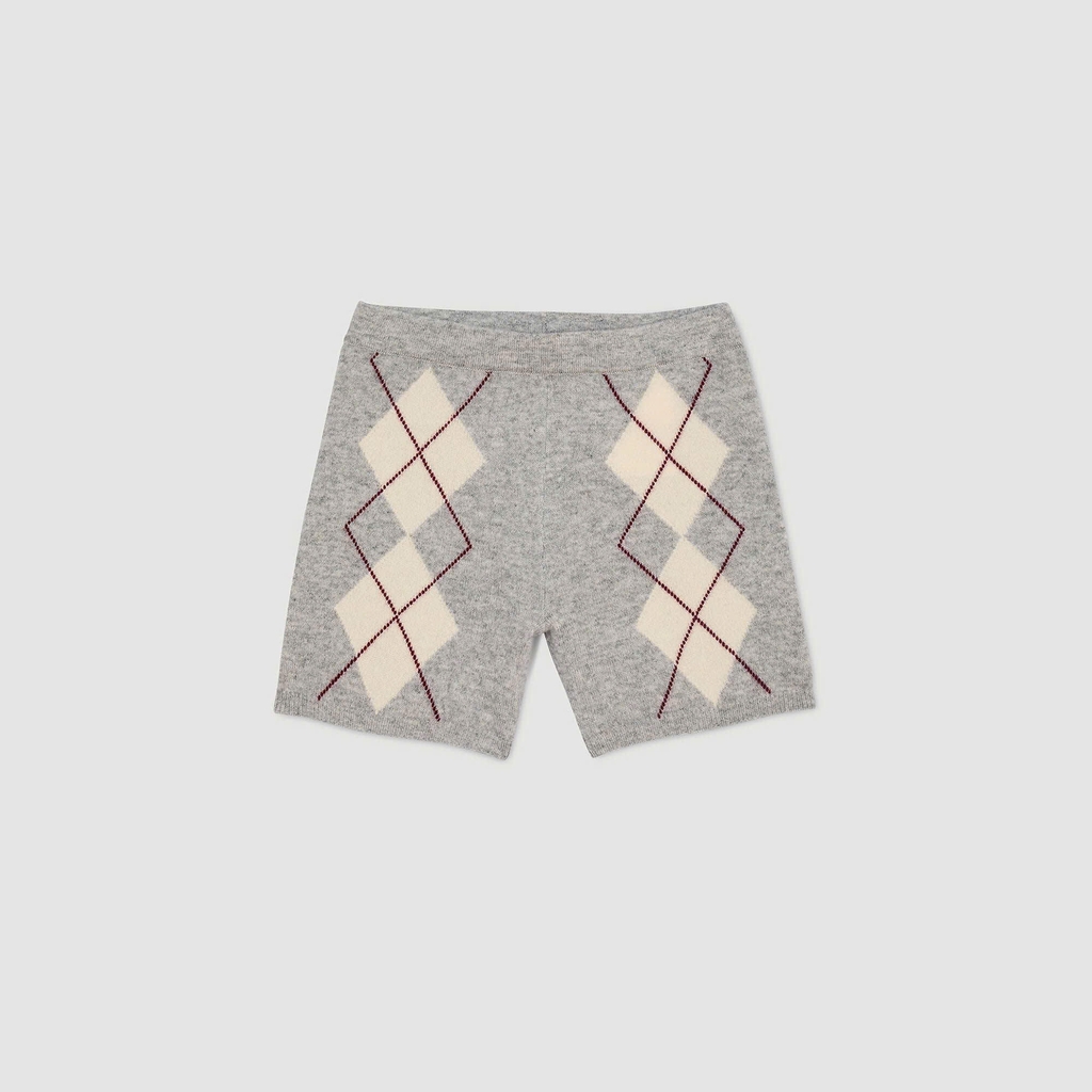 Quần short len cashmere họa tiết thoi