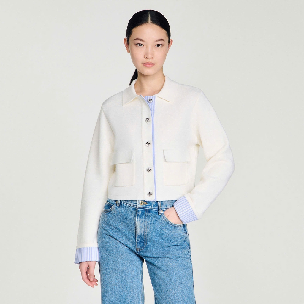 Áo khoác polo với chi tiết poplin