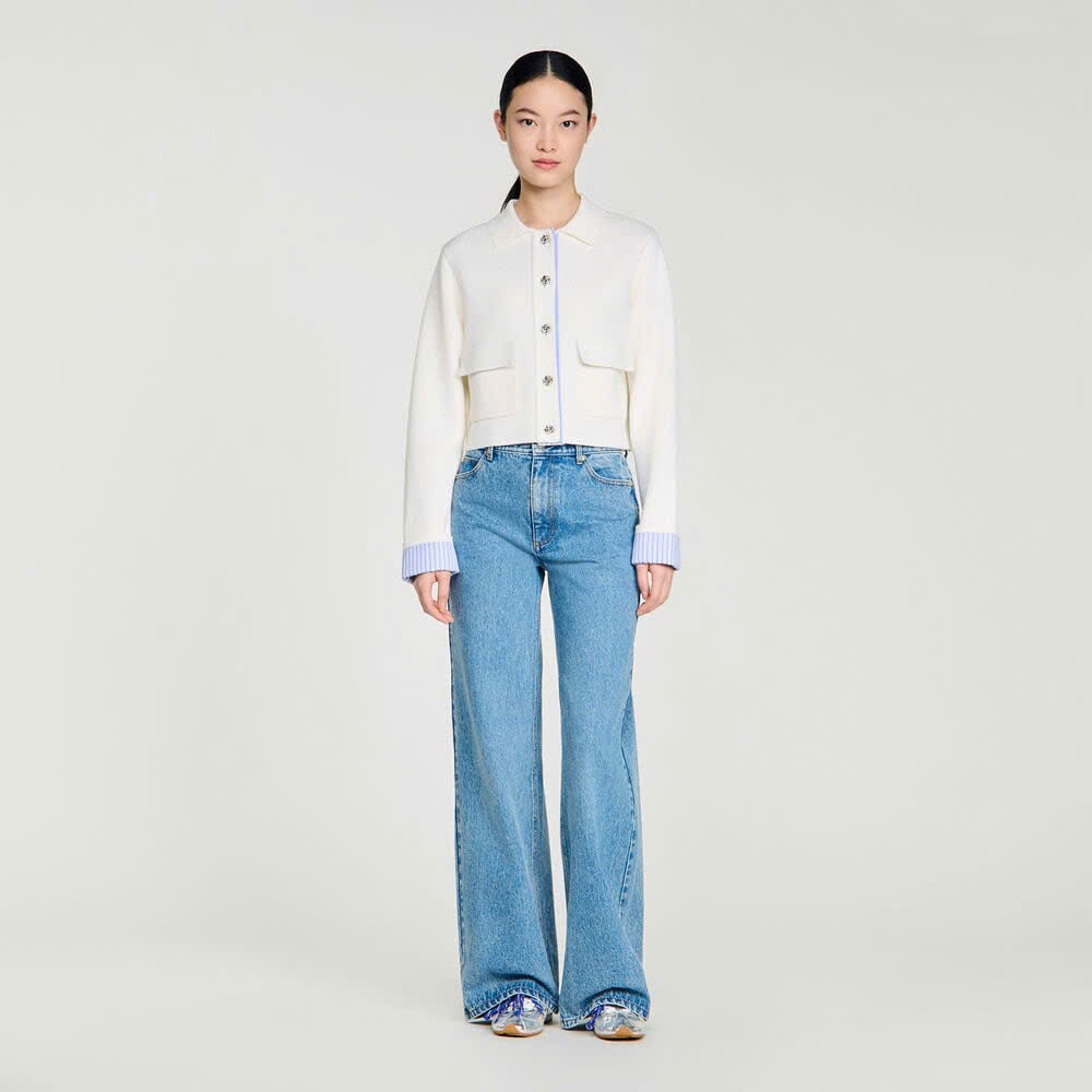 Áo khoác polo với chi tiết poplin