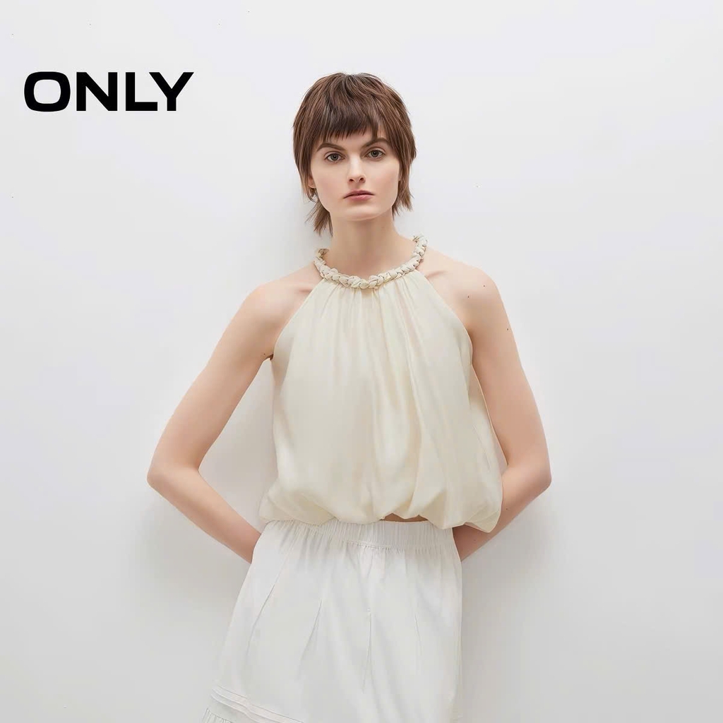 Top lụa ONLY cổ yếm xoắn thừng 2 màu