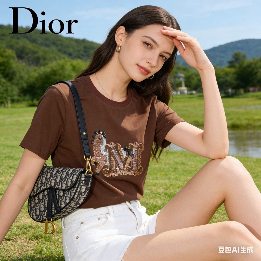 Tshirt Max-Mara họa tiết chữ M đính cườm