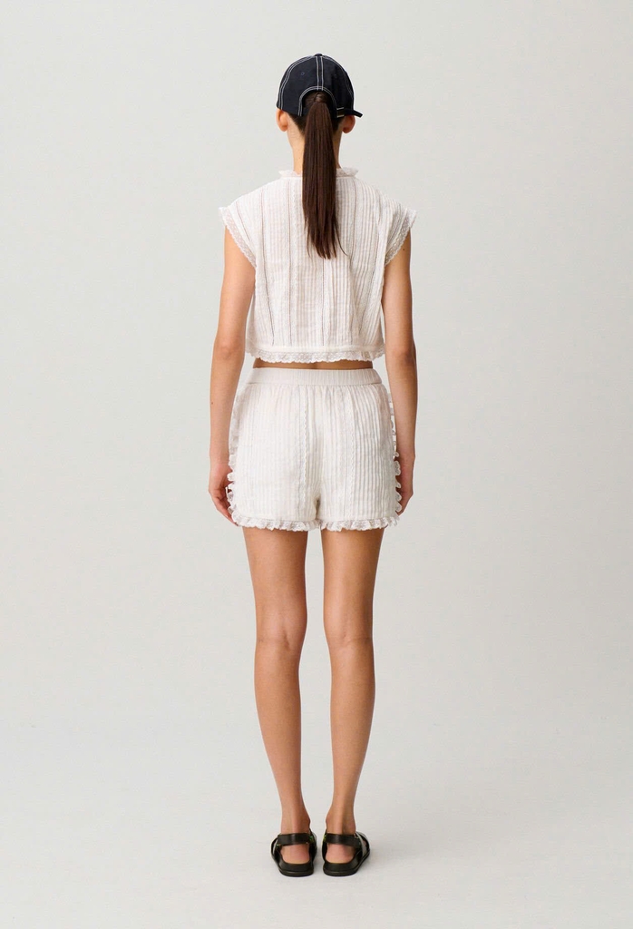 Set Claudie Pierlot trắng đáp ren Áo +Short