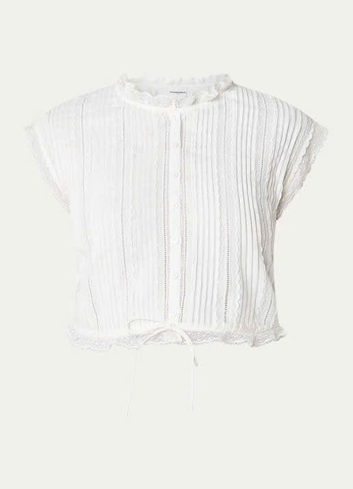 Set Claudie Pierlot trắng đáp ren Áo +Short