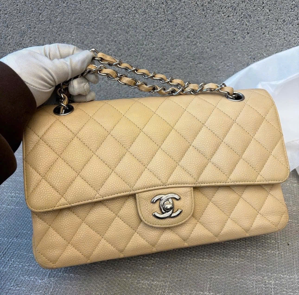 Chanel Classic Medium Flap Beige Caviar