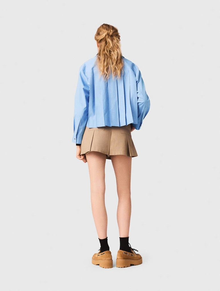 Quần short cotton xếp ly