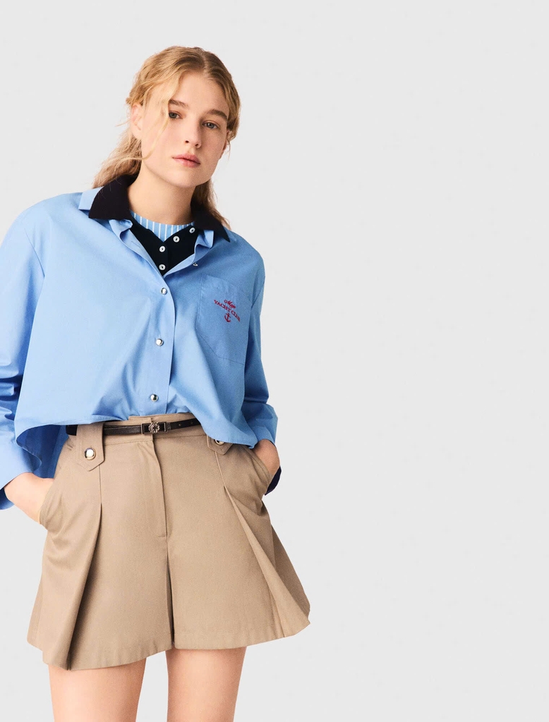 Quần short cotton xếp ly