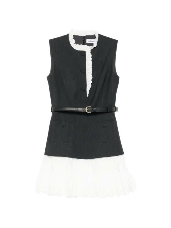 VÁY NGẮN XẾP LY BẰNG VẢI COTTON MÀU XÁM
