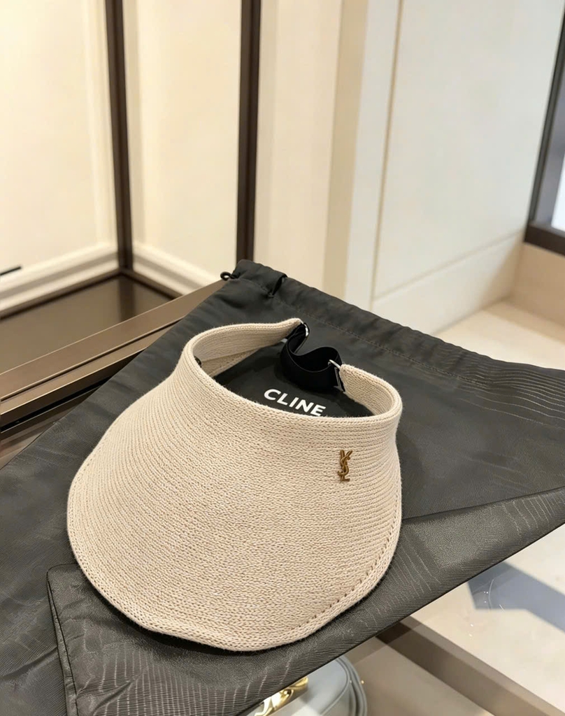 Mũ cói nửa đầu YSL 3 màu