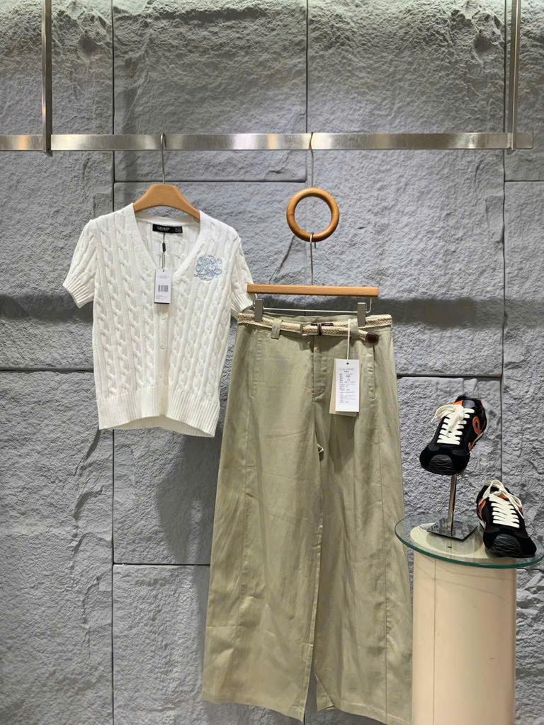 Quần suông linenT-Flatform  kèm belt 4 màu (6232)
