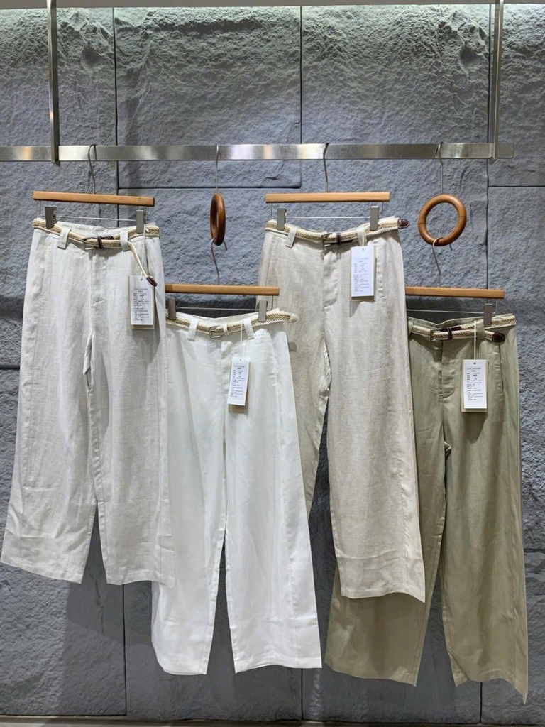 Quần suông linenT-Flatform  kèm belt 4 màu (6232)