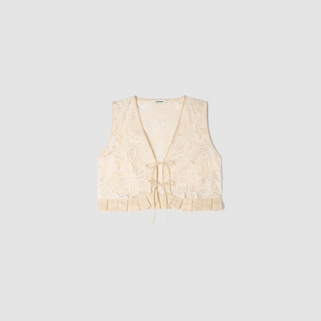 ÁO CROPTOP XẾP NẾP BẰNG REN GUIPURE