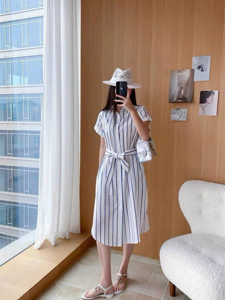 Chemise dress Polo RL linen ngắn tay kèm belt 2 màu