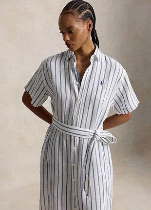 Chemise dress Polo RL linen ngắn tay kèm belt 2 màu