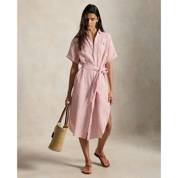 Chemise dress Polo RL linen ngắn tay kèm belt 2 màu