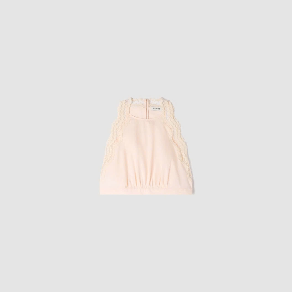 ÁO CROPTOP BẰNG COTTON VỚI VIỀN REN/ VÁY DÀI BẰNG VẢI COTTON CÓ VIỀN