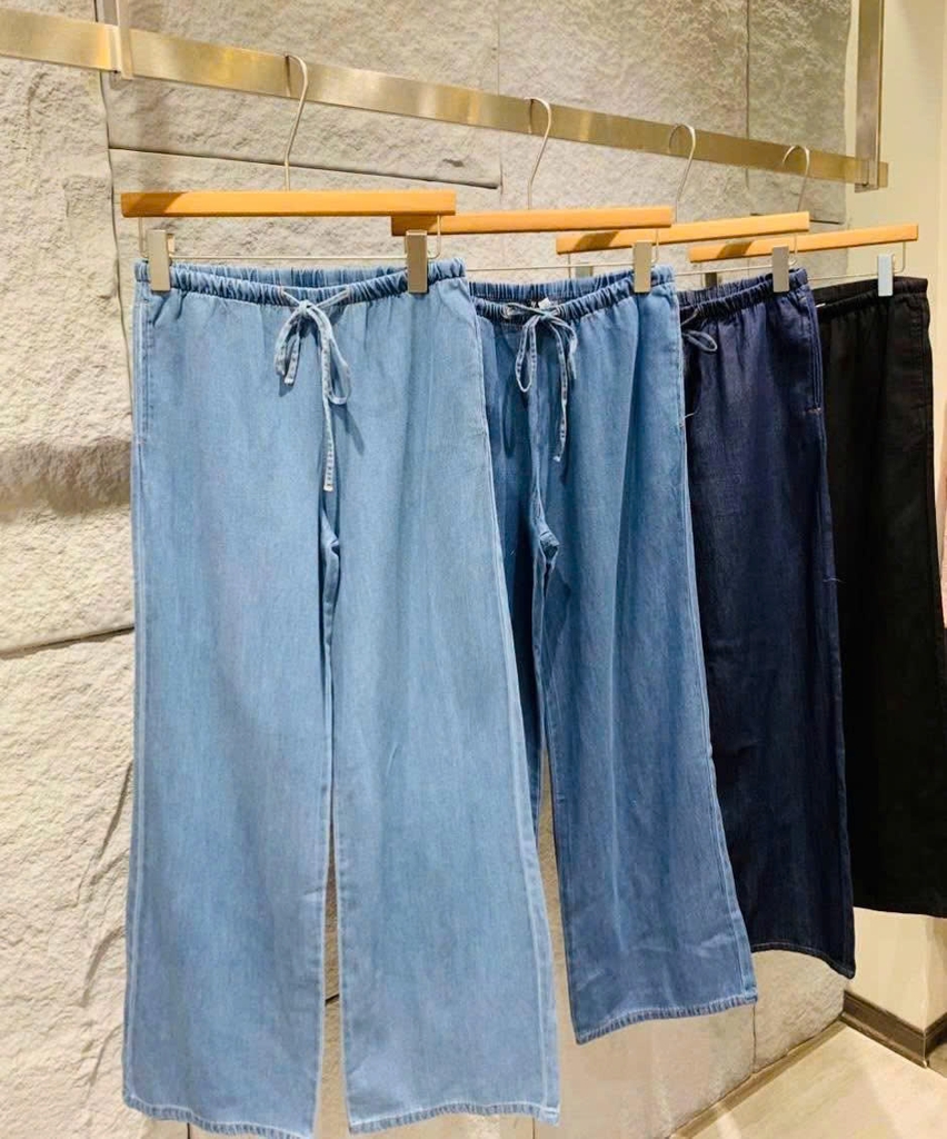 Quần suông denim HM cạp chun