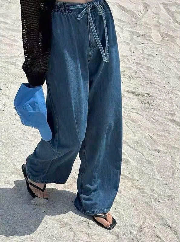 Quần suông denim HM cạp chun