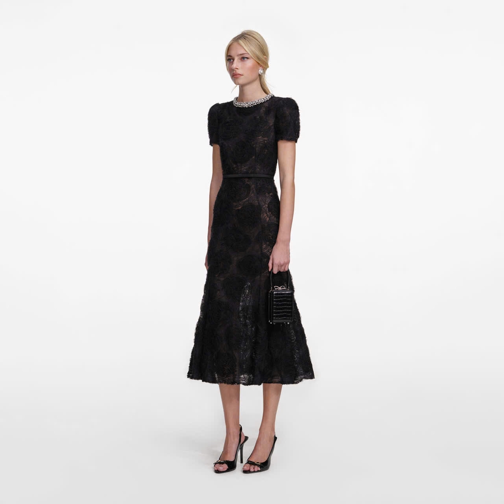 ĐẦM DÀI REN VẢI TULLE MÀU ĐEN