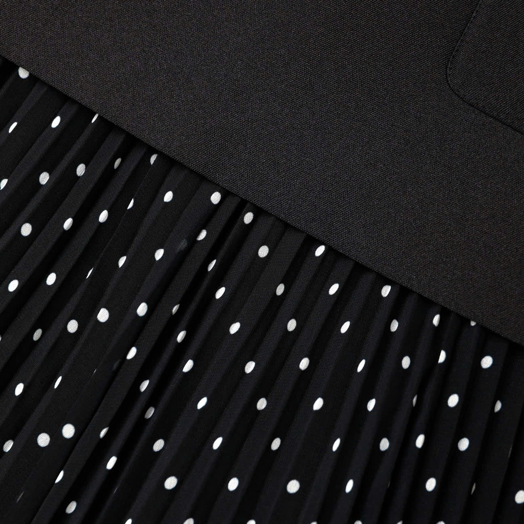 VÁY MIDI CHẤM BI BẰNG VẢI TAFFETA ĐEN