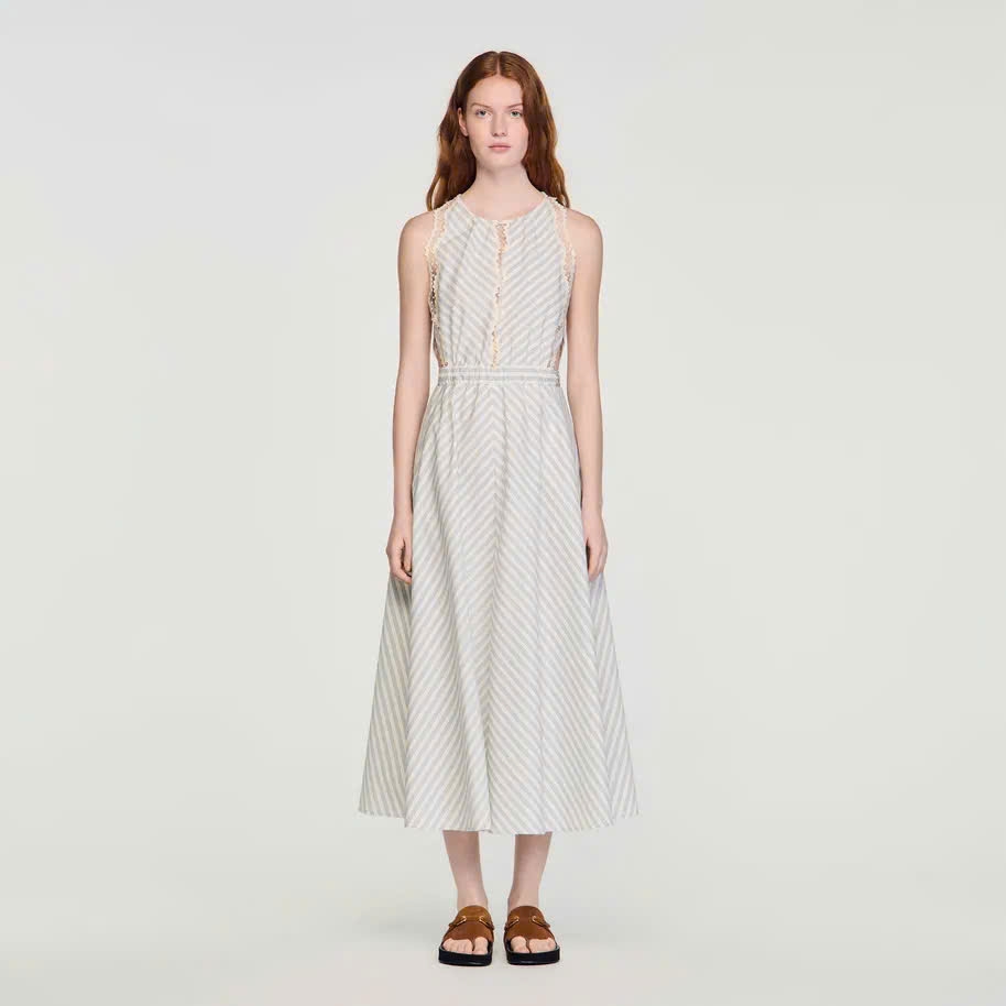 Đầm maxi cotton kẻ sọc