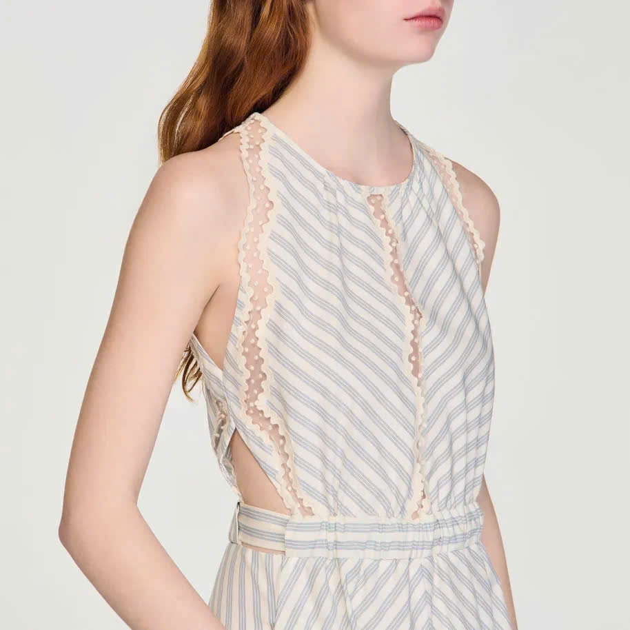 Đầm maxi cotton kẻ sọc