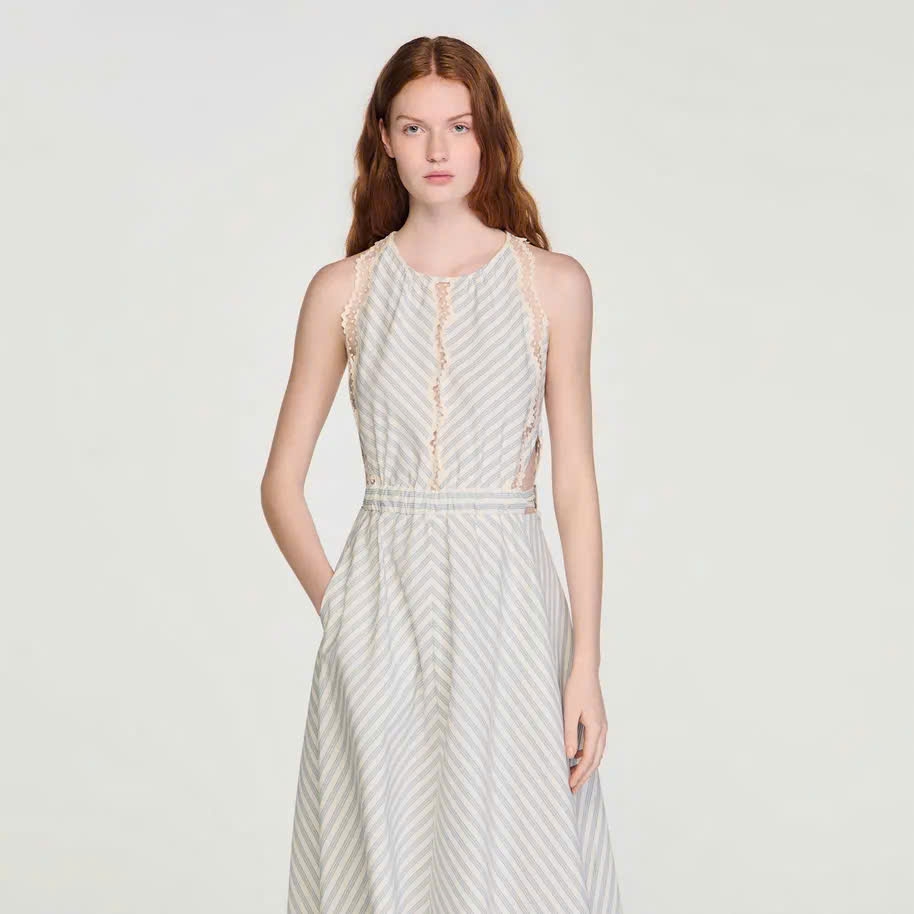 Đầm maxi cotton kẻ sọc