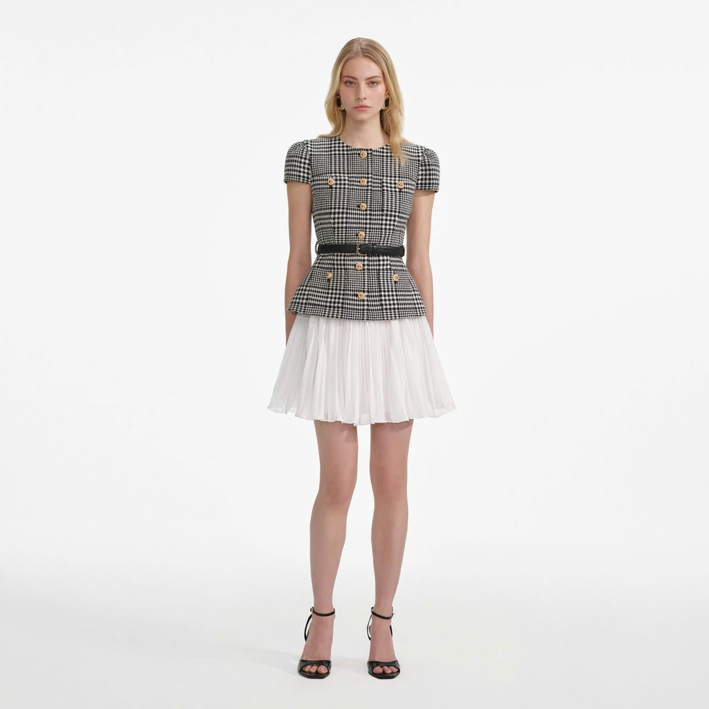 Đầm ngắn họa tiết Houndstooth