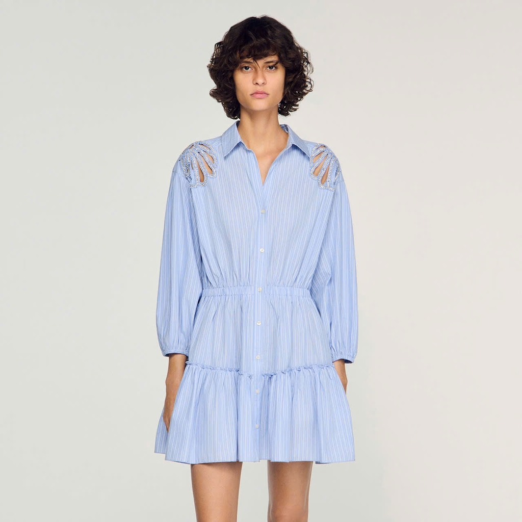 VÁY NGẮN KẺ SỌC BẰNG VẢI COTTON