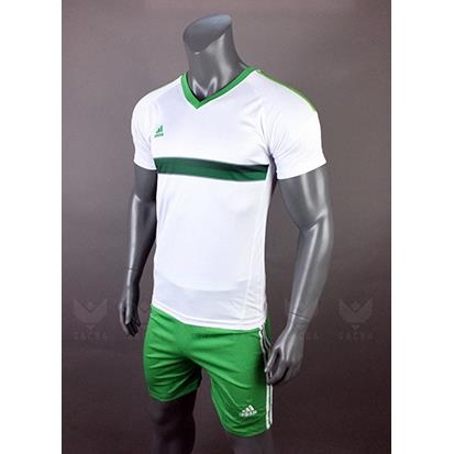 Áo bóng đá không logo Adidas line xanh trắng