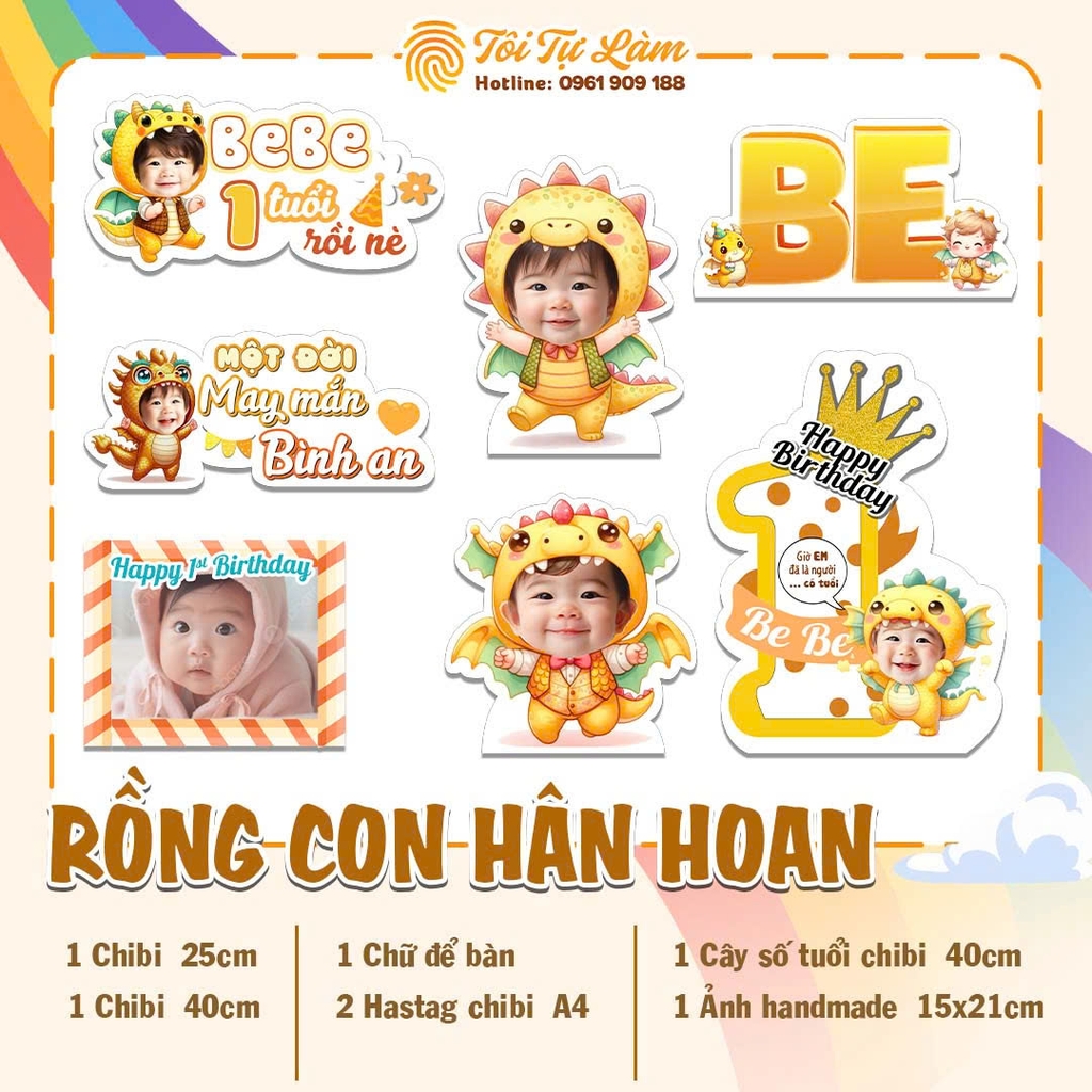 COMBO CHIBI ĐẠI TIỆC RỒNG CON - RỒNG VÀNG