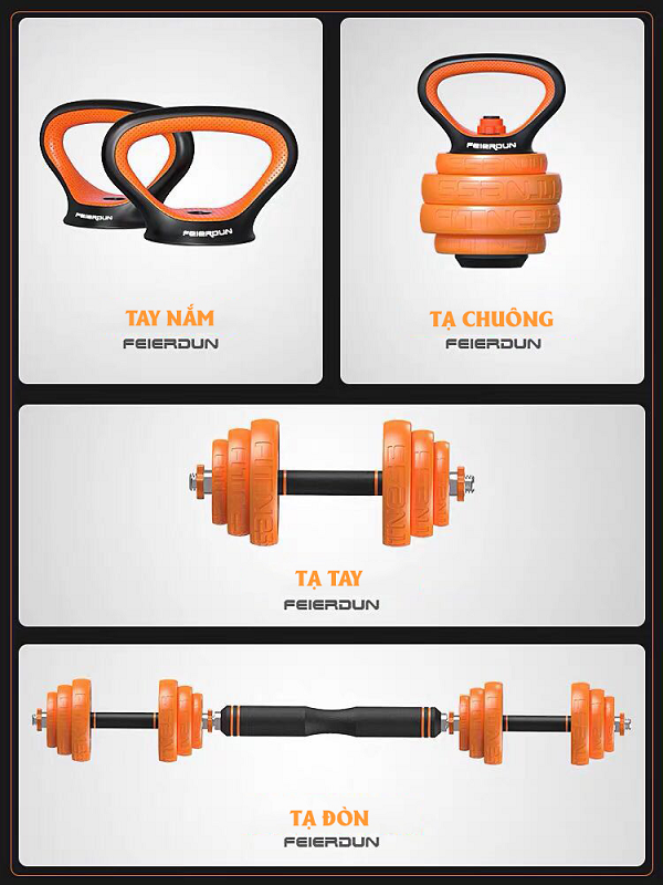 Bộ tạ tay gang mạ Niken 4 IN 1 FED-8007