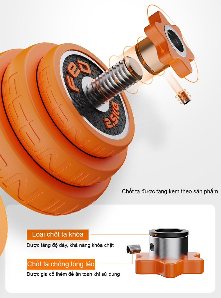 Bộ tạ tay gang mạ Niken 4 IN 1 FED-8007