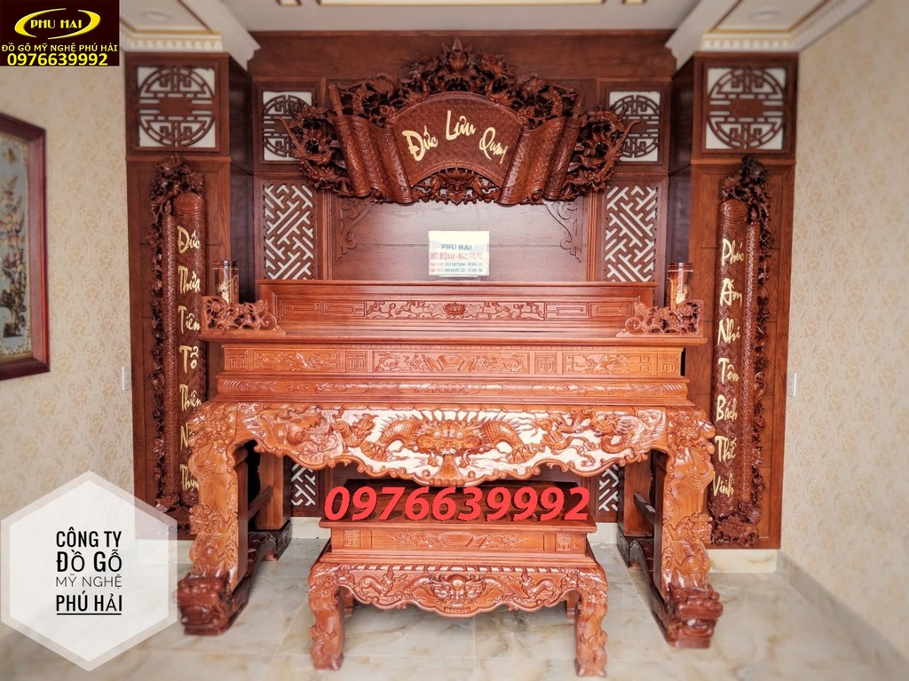 cuốn thư câu đối gỗ gụ dát vàng